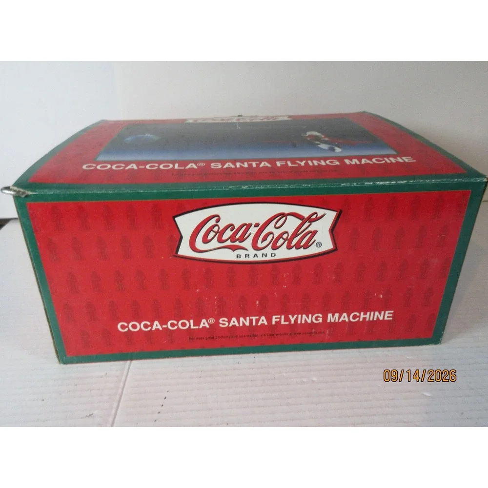 Coca-Cola Santa Flying Machine Kurt Adler Holiday Hanging Mobile Display Boxed
